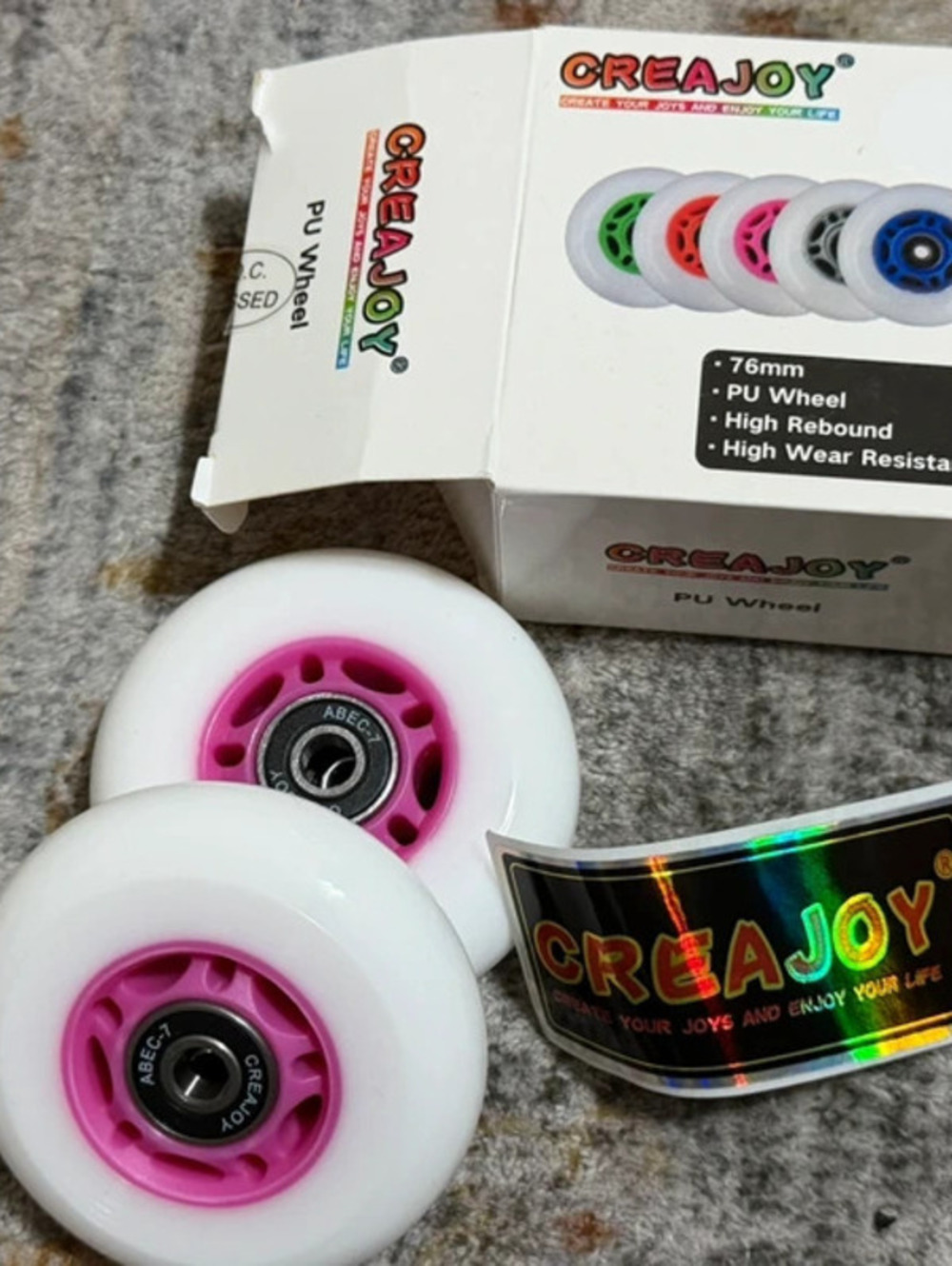 76mm PU Caster Board Wheels - ABEC-7 Bearings for RipStik & Skates